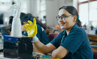 Arya College of Engineering Student With bionic hand